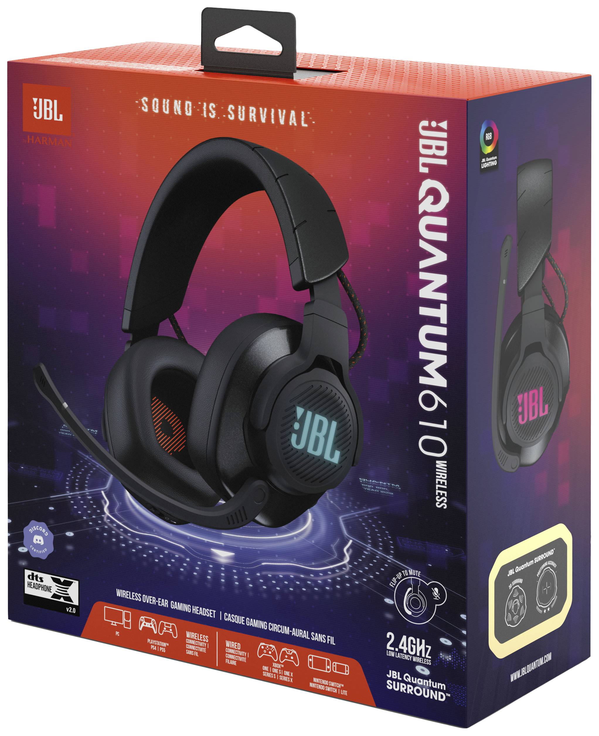 JBL QUANTUM 610 BLK Over Ear Headset Funk Schwarz Mikrofon-Rauschunterdrückung Mikrofon-Stummschaltung Gaming