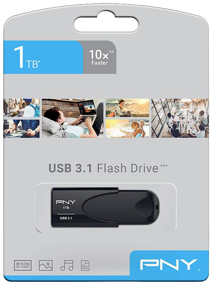 PNY Attaché 4 USB-Stick 1 TB Schwarz FD1TBATT431KK-EF USB-A (USB 3.1 Gen 1)