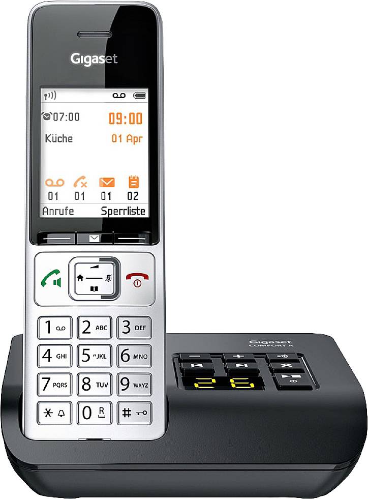 Gigaset COMFORT 500A DECT, GAP Schnurloses Telefon analog Babyphone, Freisprechen, für Hörgeräte kompatibel, Headsetanschluss
