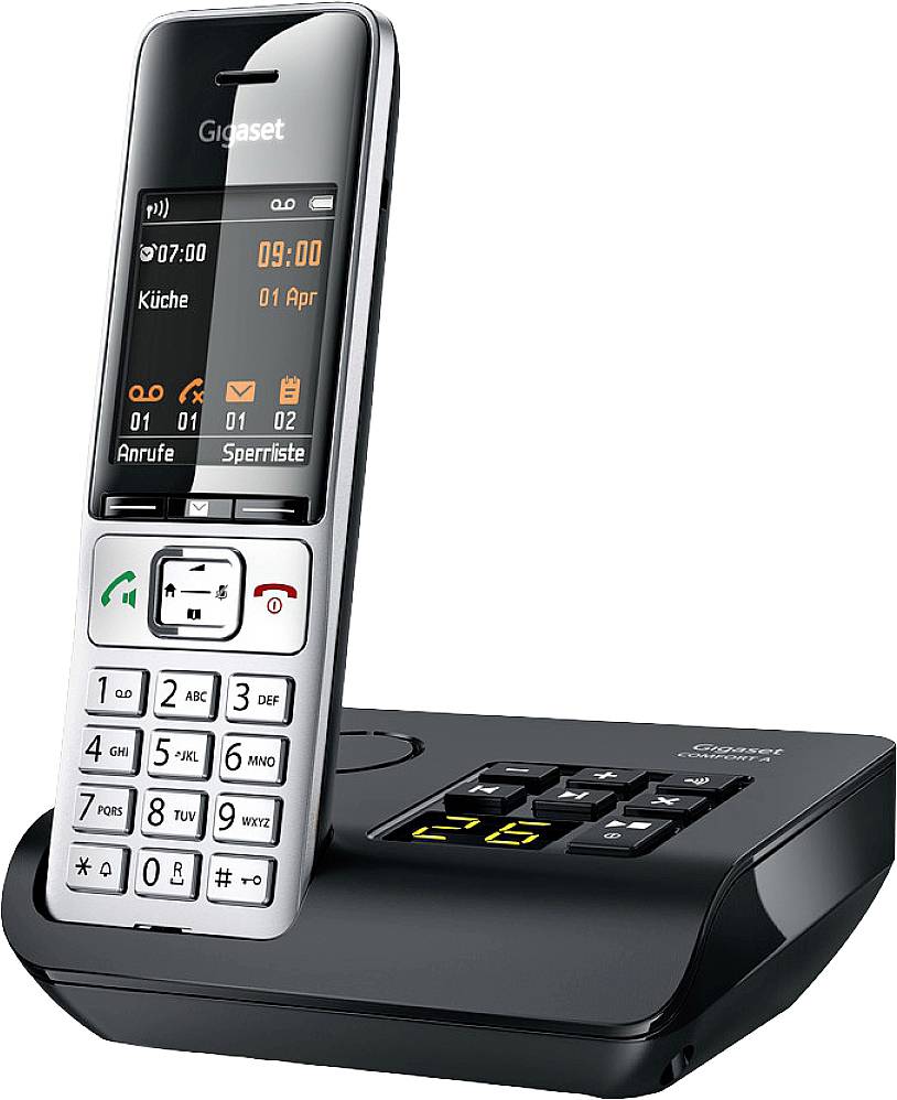 Gigaset COMFORT 500A DECT, GAP Schnurloses Telefon analog Babyphone, Freisprechen, für Hörgeräte kompatibel, Headsetanschluss