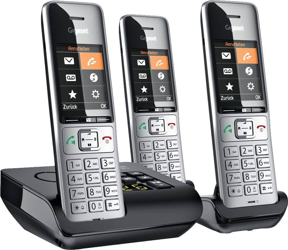 Gigaset COMFORT 500A trio DECT, GAP Schnurloses Telefon analog Babyphone, Freisprechen, für Hörgeräte kompatibel, Headsetanschluss, inkl. Mobiltei