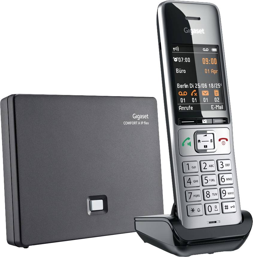 Gigaset COMFORT 500A IP flex DECT, GAP, LAN Schnurloses Telefon analog Babyphone, Freisprechen, für Hörgeräte kompatibel, Headsetanschluss, inkl.
