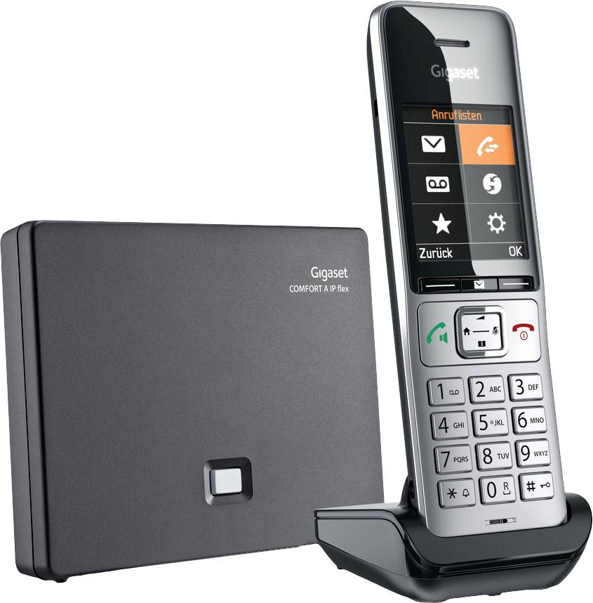 Gigaset COMFORT 500A IP flex DECT, GAP, LAN Schnurloses Telefon analog Babyphone, Freisprechen, für Hörgeräte kompatibel, Headsetanschluss, inkl.