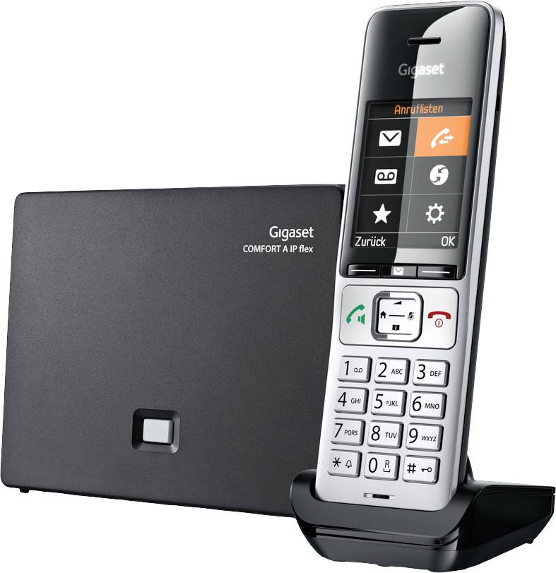 Gigaset COMFORT 500A IP flex DECT, GAP, LAN Schnurloses Telefon analog Babyphone, Freisprechen, für Hörgeräte kompatibel, Headsetanschluss, inkl.
