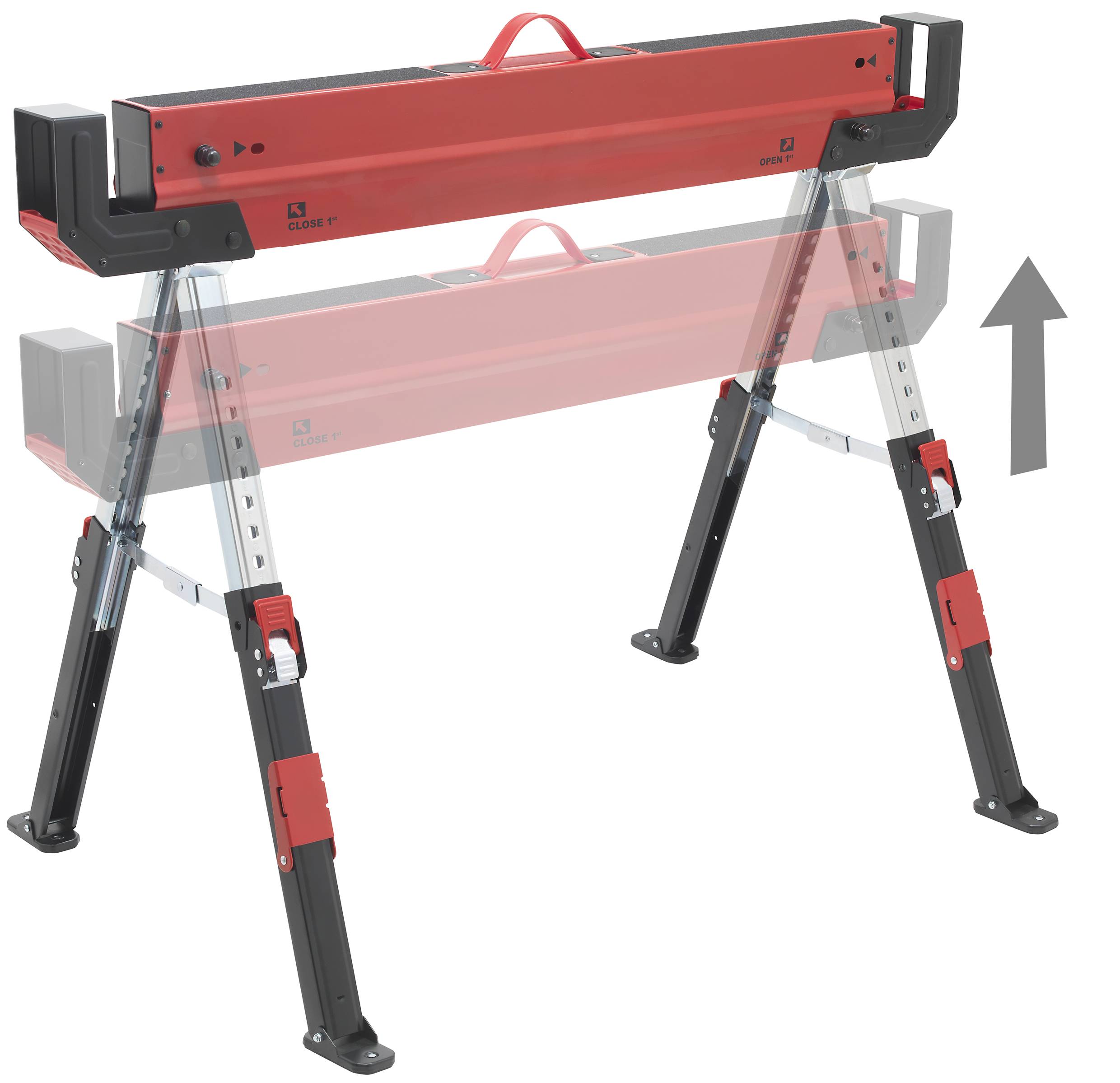 TOOLCRAFT TO-7726197 Stahl Sägebock höhenverstellbar 300kg (B x H x T) 520 x 620 x 1088mm 9.3kg 1St.