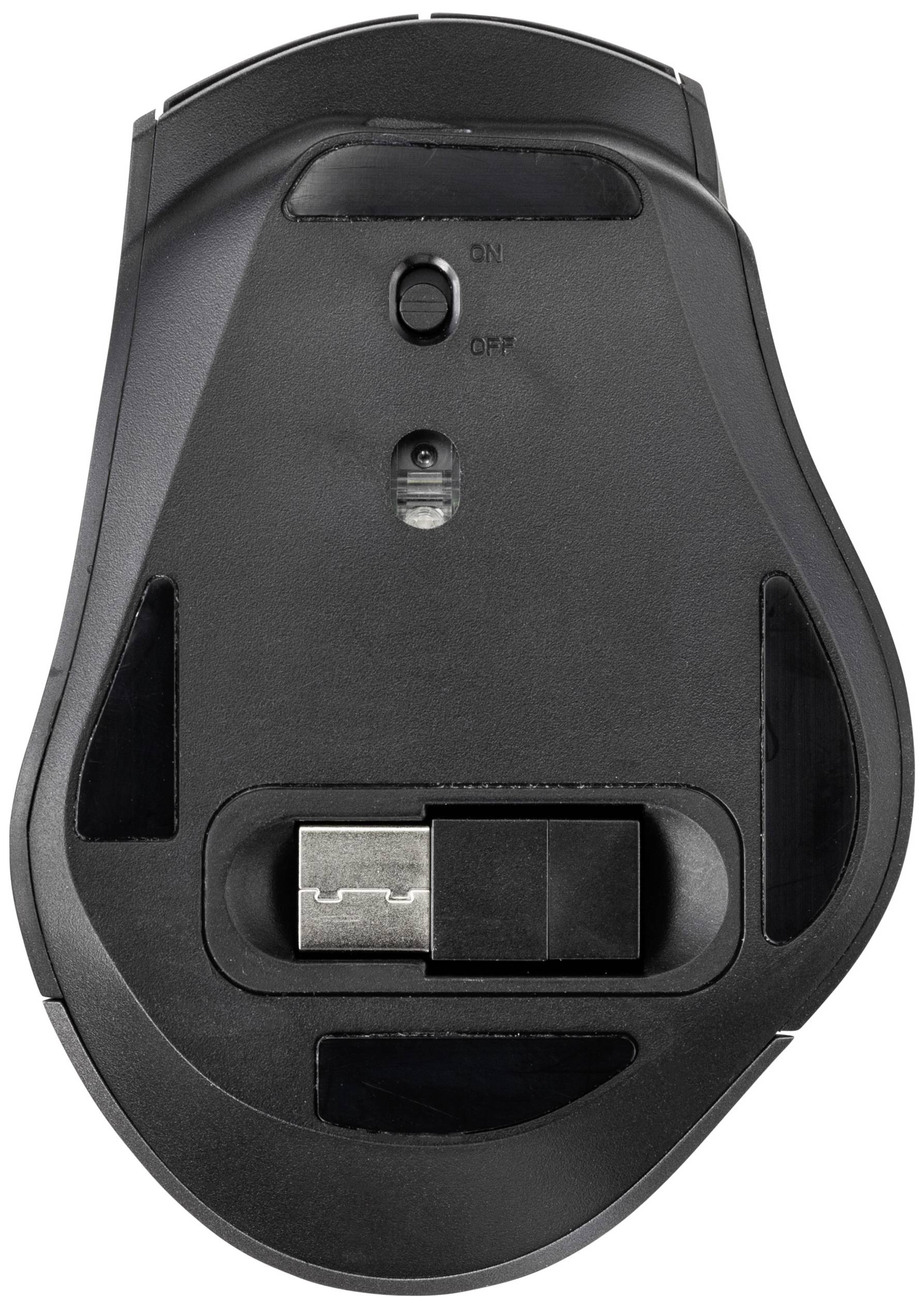 Renkforce RF-WM-300 Ergonomische Maus Bluetooth®, Kabellos Optisch Schwarz/Grau 7 Tasten 2400 dpi Ergonomisch