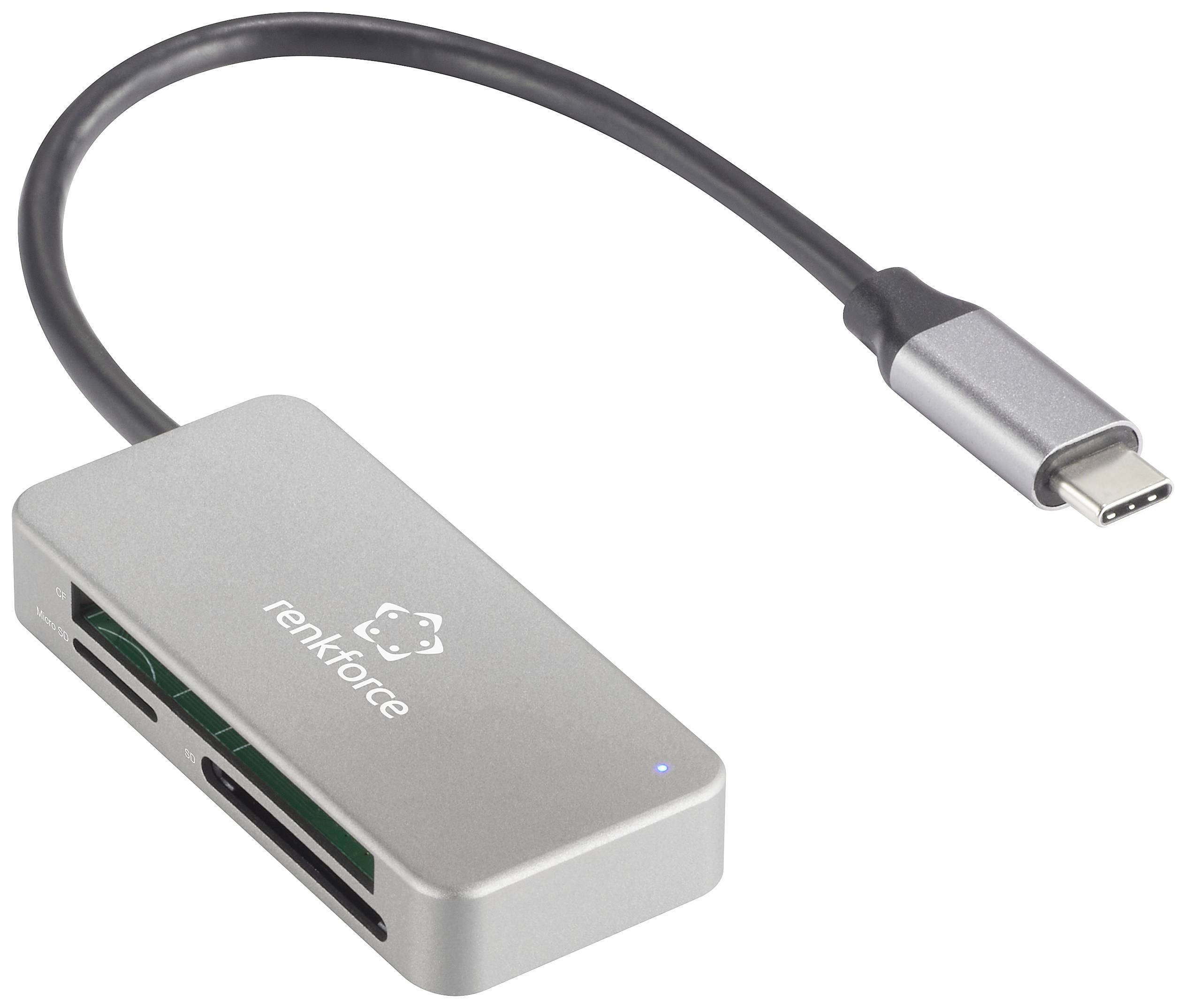 Renkforce RF-PCR-210 Externer Speicherkartenleser USB-C® (USB 3.2 Gen 1) Silber