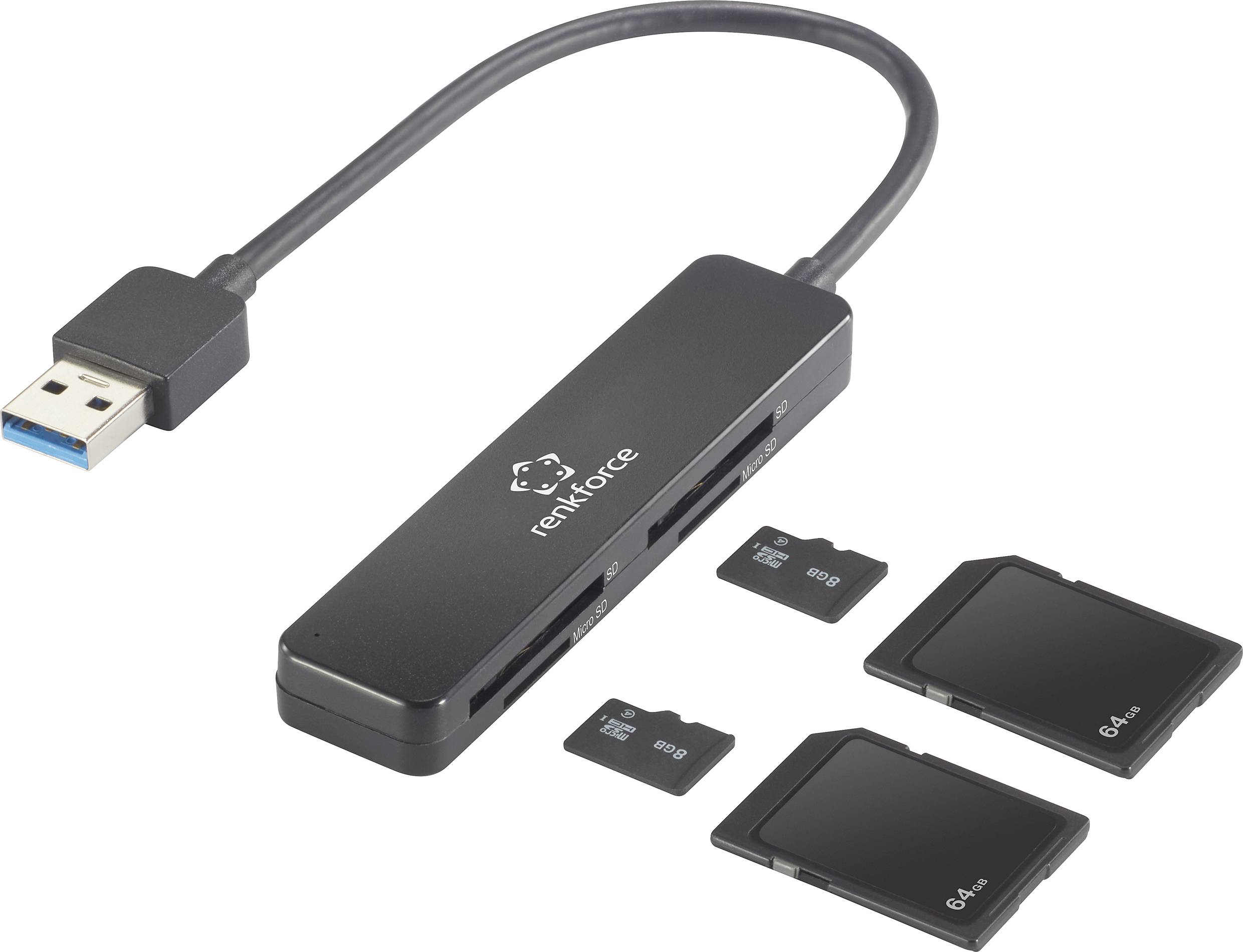 Renkforce RF-PCR-220 Externer Speicherkartenleser USB-A (USB 3.2 Gen 1) Schwarz