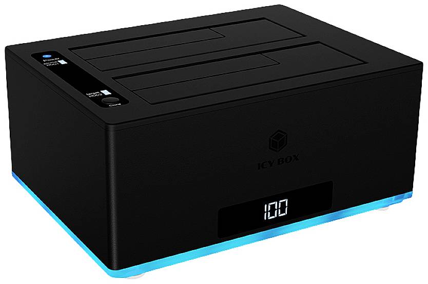 ICY BOX IB-127CL-U3 USB-A (USB 3.0) SATA 6 Gb/s 2 Port Festplatten-Kopierstation 3.5 Zoll, 2.5 Zoll mit Clone-Funktion