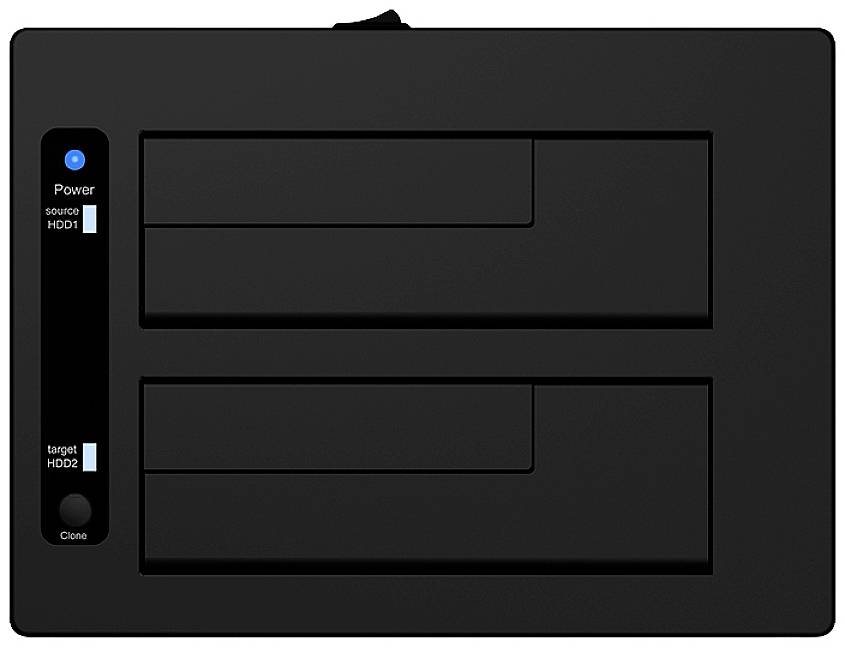 ICY BOX IB-127CL-U3 USB-A (USB 3.0) SATA 6 Gb/s 2 Port Festplatten-Kopierstation 3.5 Zoll, 2.5 Zoll mit Clone-Funktion