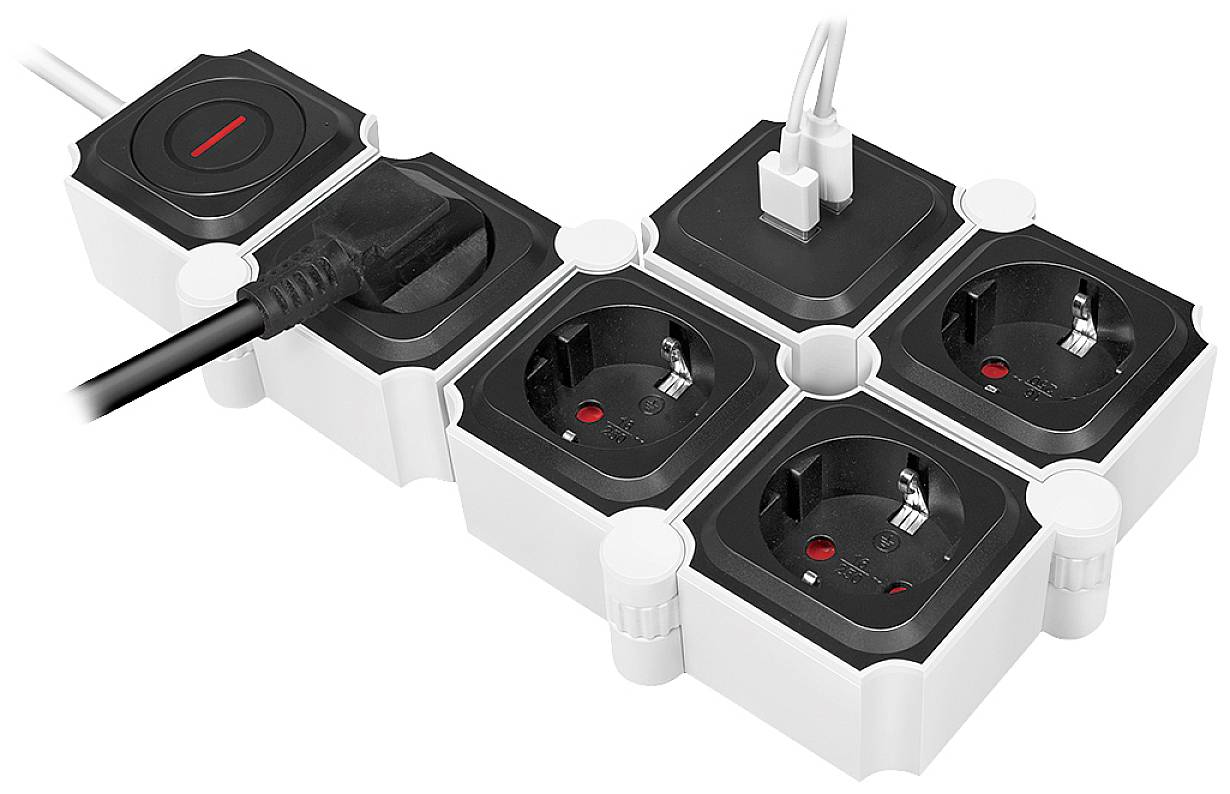 LogiLink LPS276U Steckdosenleiste mit Schalter Weiß, Schwarz Schutzkontakt 1St.