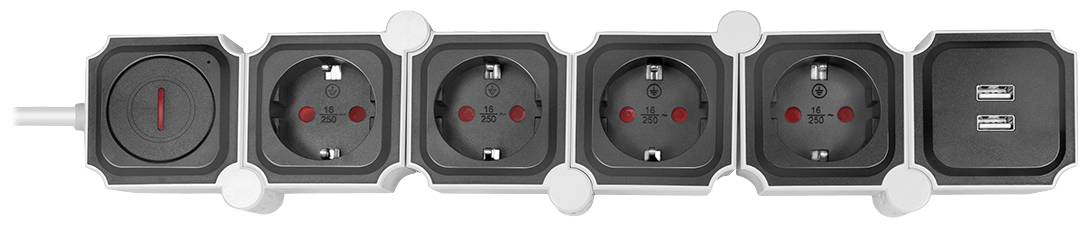 LogiLink LPS276U Steckdosenleiste mit Schalter Weiß, Schwarz Schutzkontakt 1 St.