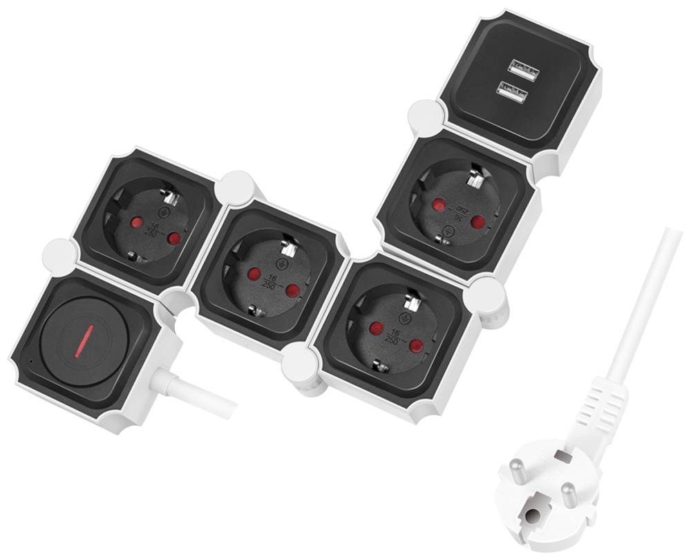 LogiLink LPS276U Steckdosenleiste mit Schalter Weiß, Schwarz Schutzkontakt 1St.