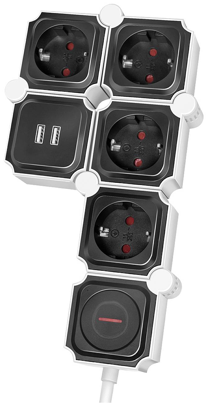 LogiLink LPS276U Steckdosenleiste mit Schalter Weiß, Schwarz Schutzkontakt 1St.