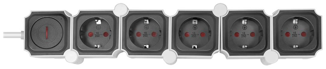 LogiLink LPS277 Steckdosenleiste mit Schalter Weiß, Schwarz Schutzkontakt 1 St.