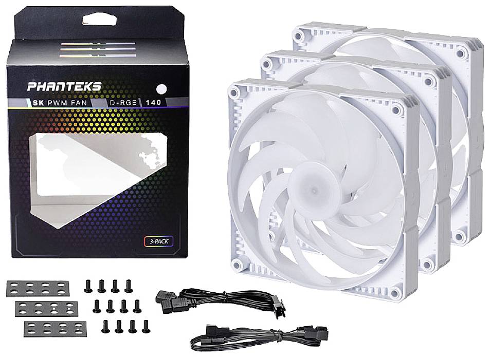 Phanteks PHANTEKS SK PWM D-RGB Lüfter, 3er Pack - 140mm, weiß PC-Gehäuse-Lüfter Weiß (B x H x T) 140 x 140 x 25 mm