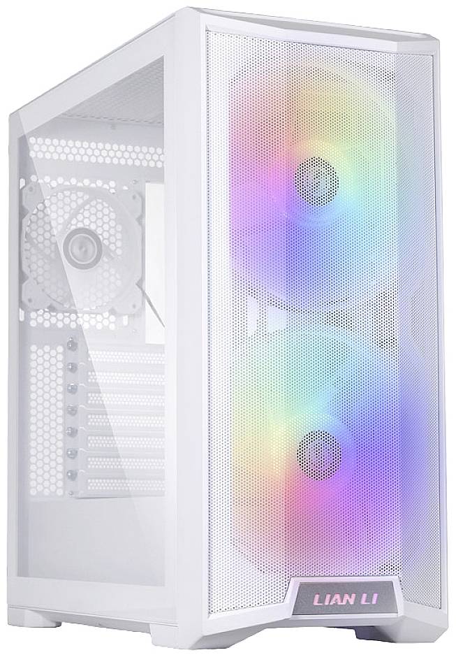 Lian Li LANCOOL 215 Midi-Tower Gehäuse, Gaming-Gehäuse Weiß 2 Vorinstallierte LED Lüfter, 1 vorinstallierter Lüfter