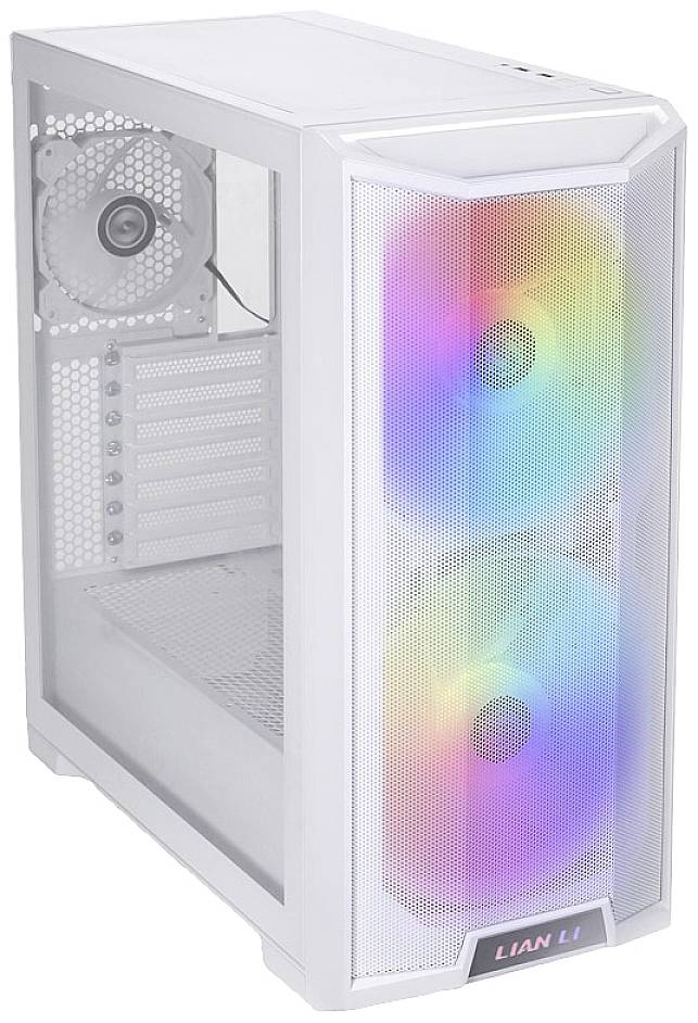Lian Li LANCOOL 215 Midi-Tower Gehäuse, Gaming-Gehäuse Weiß 2 Vorinstallierte LED Lüfter, 1 vorinstallierter Lüfter