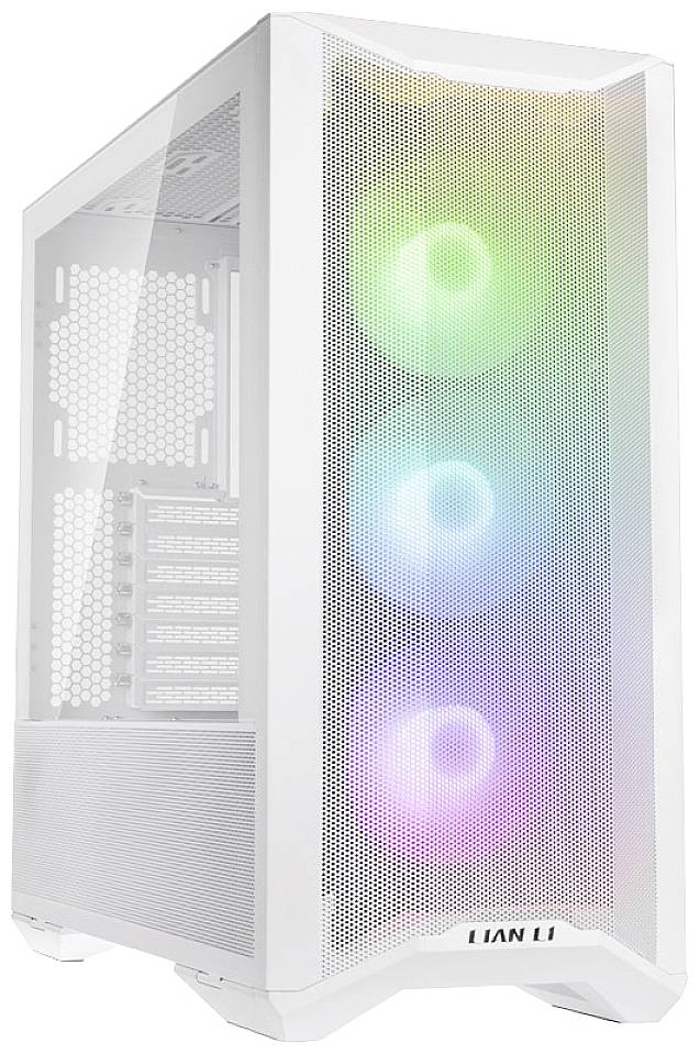 Lian Li LANCOOL II Mesh C RGB Snow Edition Midi-Tower PC-Gehäuse, Gaming-Gehäuse Weiß 3 Vorinstallierte LED Lüfter, Seitenfenster