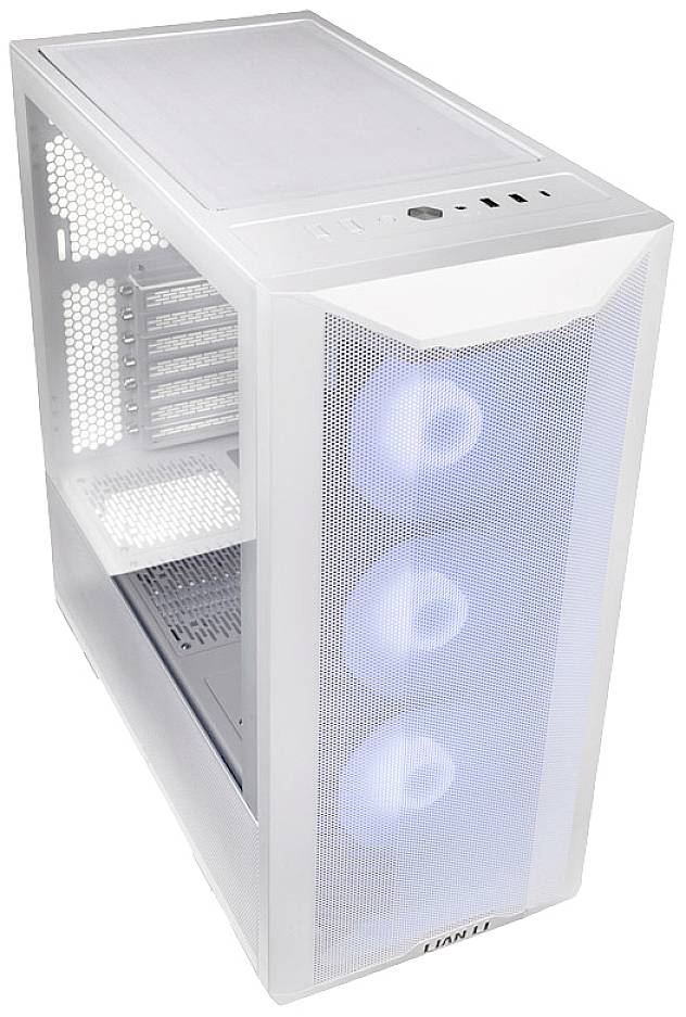 Lian Li LANCOOL II Mesh C RGB Snow Edition Midi-Tower PC-Gehäuse, Gaming-Gehäuse Weiß 3 Vorinstallierte LED Lüfter, Seitenfenster