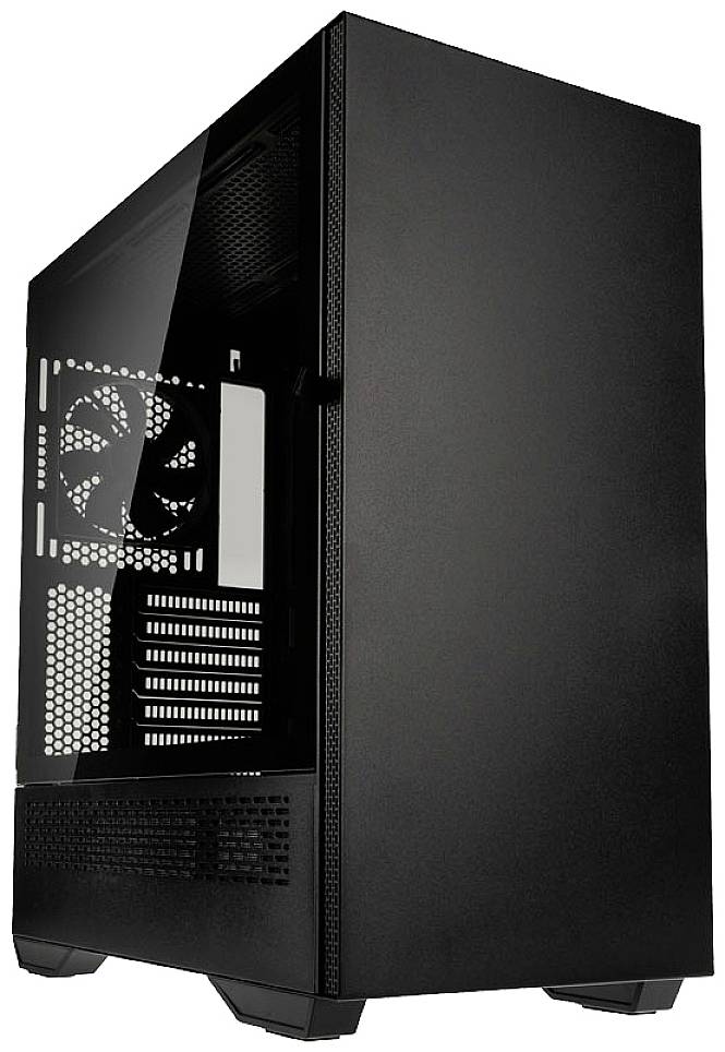 Kolink Stronghold Prime Midi-Tower Gehäuse, Gaming-Gehäuse Schwarz 2 vorinstallierte Lüfter, Seitenfenster, Staubfilter