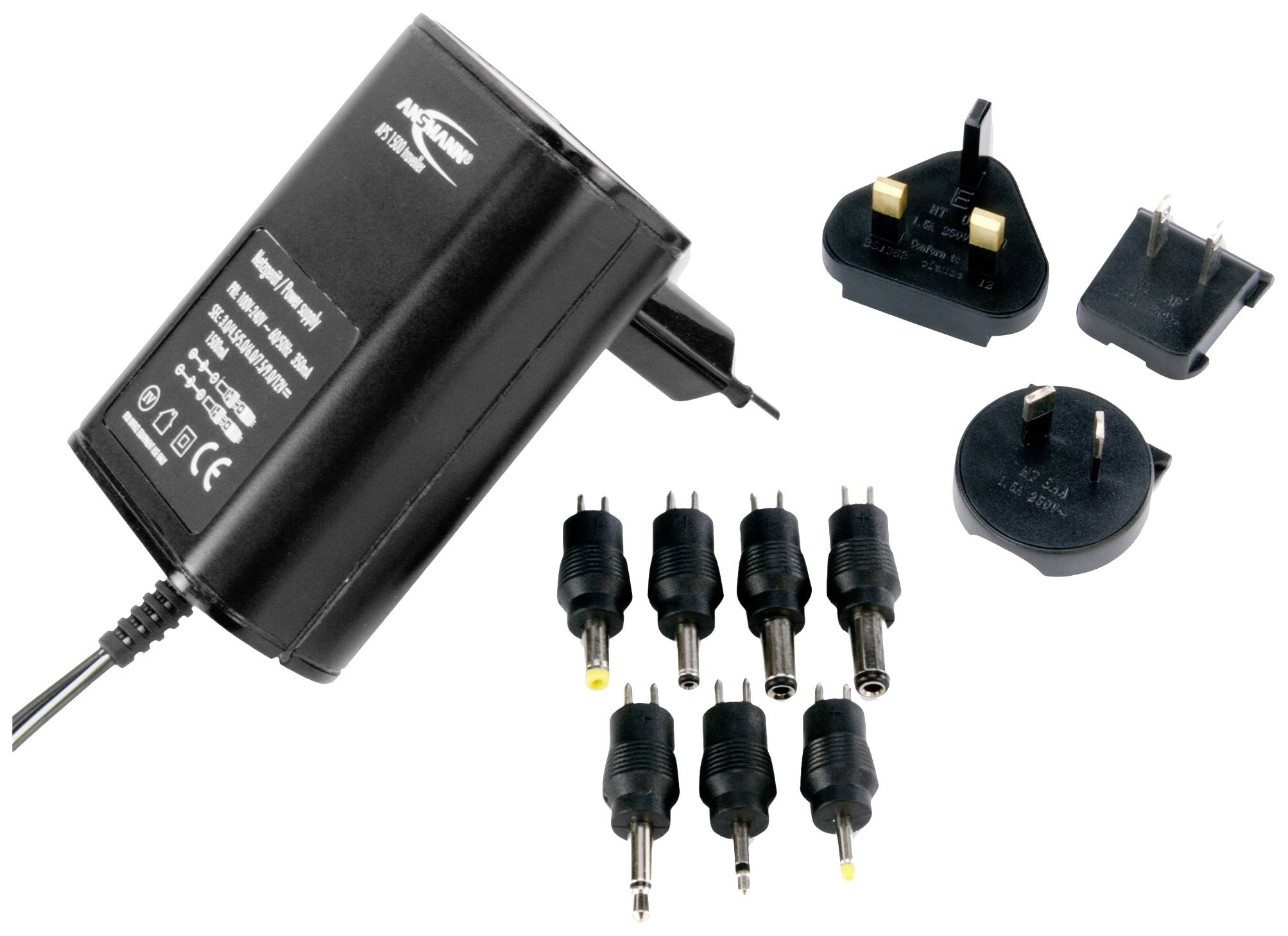 Ansmann 5311123 Steckernetzteil, einstellbar 3 V/DC, 4.5 V/DC, 5 V/DC, 6 V/DC, 7.5 V/DC, 9 V/DC, 12 V/DC 1500mA 18W