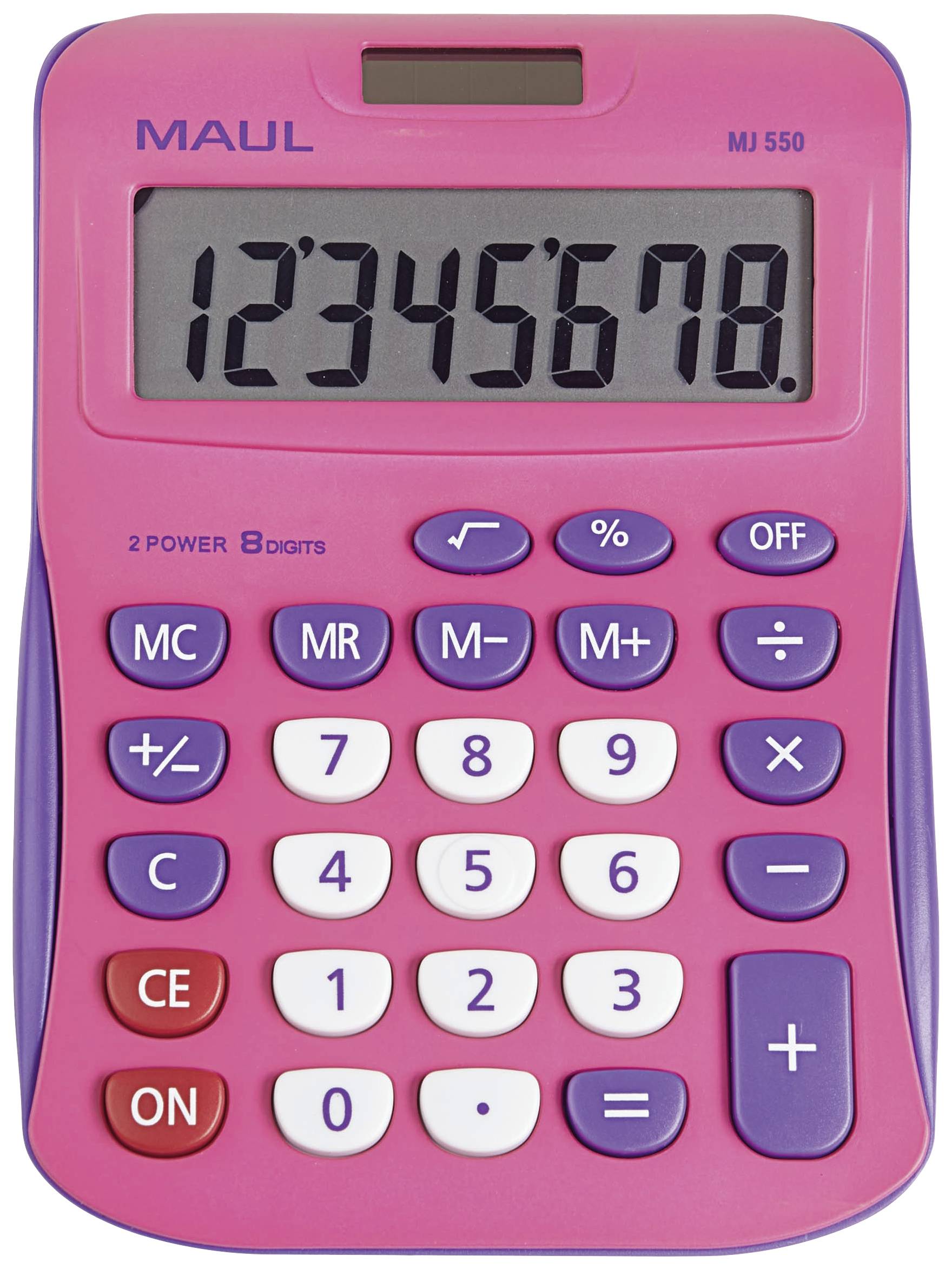 Maul MJ 550 Tischrechner Pink Display (Stellen): 8 batteriebetrieben, solarbetrieben (B x H) 155mm x 11mm