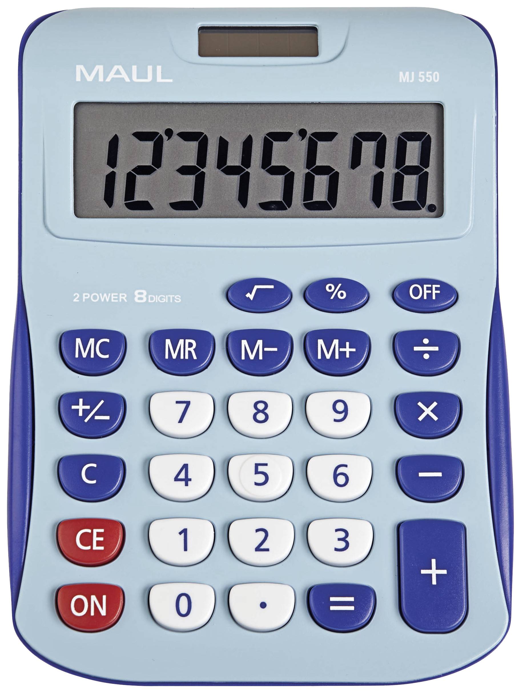 Maul MJ 550 Tischrechner Hellblau Display (Stellen): 8 batteriebetrieben, solarbetrieben (B x H) 155 mm x 11 mm