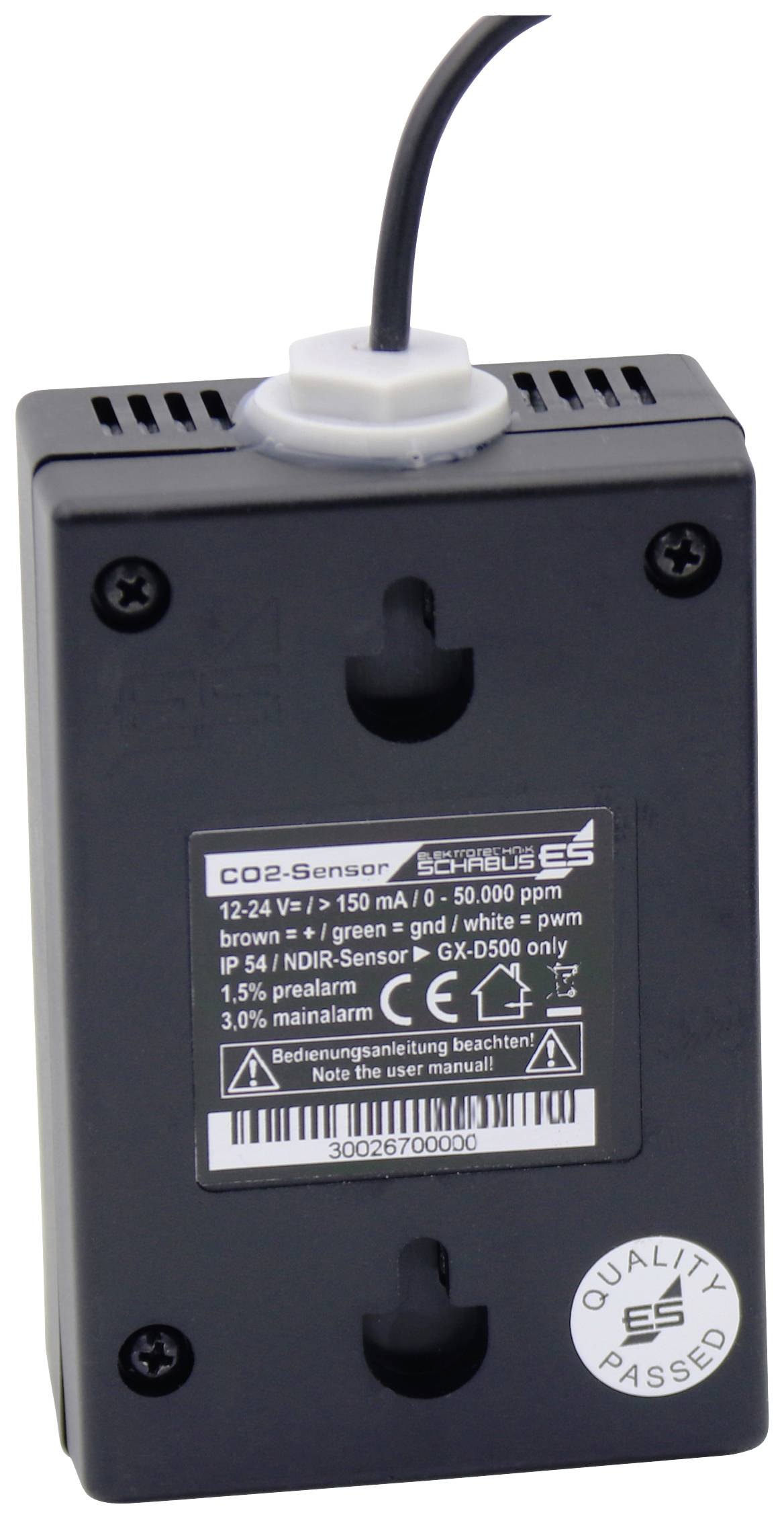 Schabus GX-D500 Kohlendioxid-Melder mit externem Sensor netzbetrieben detektiert Kohlendioxid