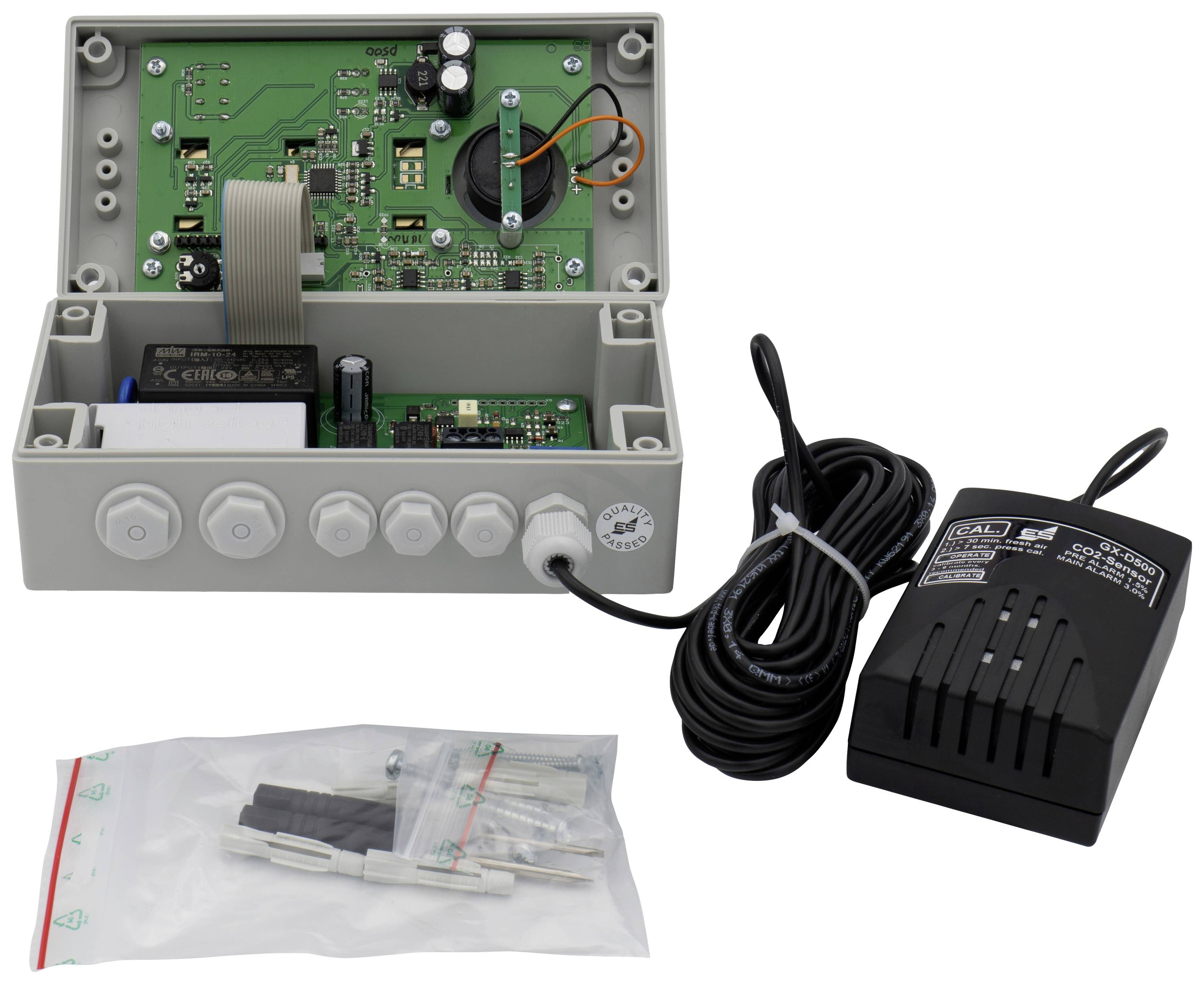 Schabus GX-D500 Kohlendioxid-Melder mit externem Sensor netzbetrieben detektiert Kohlendioxid