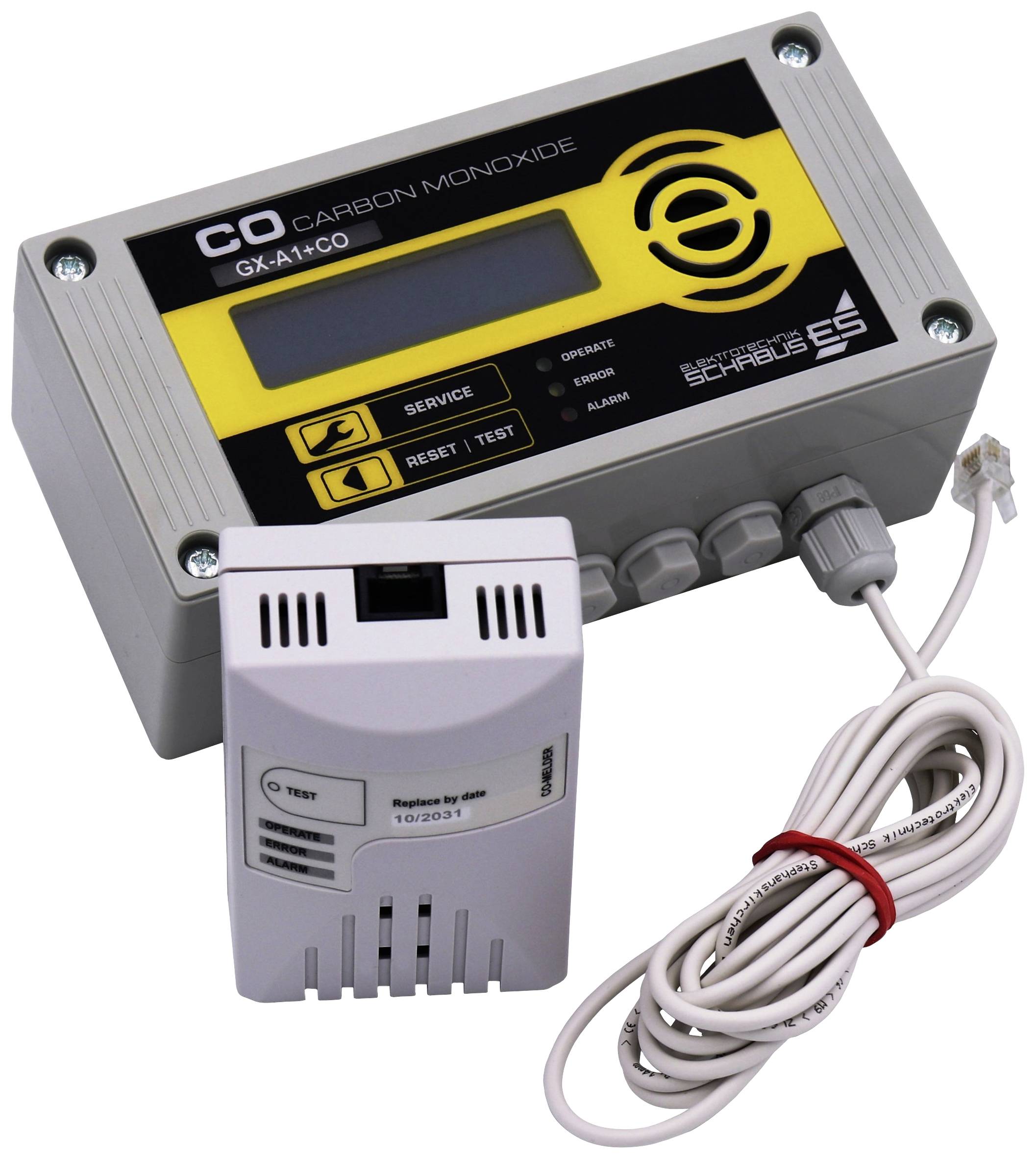 Schabus GX-A1+CO Kohlenmonoxid-Melder mit externem Sensor netzbetrieben detektiert Kohlenmonoxid