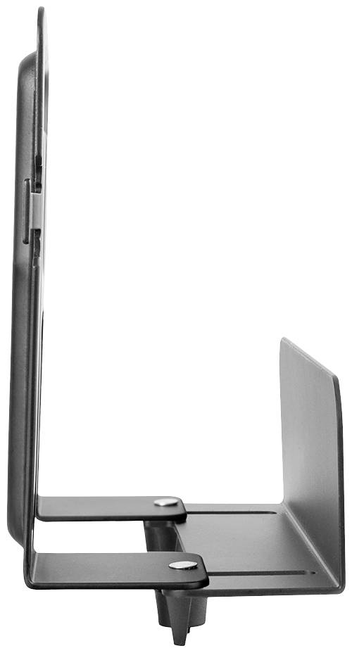 Metallwinkelhalterung seitlich, mit zwei Schraubenlöchern zur Montage. Verwendet zur Befestigung an Oberflächen oder Strukturen.