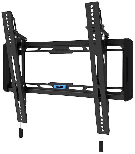 Wandhalterung für Flachbildfernseher mit neigbarer Funktion, schwarzes Design, geeignet für unterschiedliche Bildschirmgrößen.