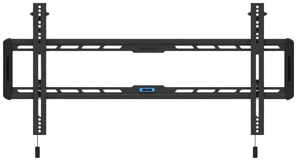 Wandhalterung für TV-Gerät, flaches Design, schwarzes Metall, geeignet für große Bildschirme, verstellbare seitliche Arme.