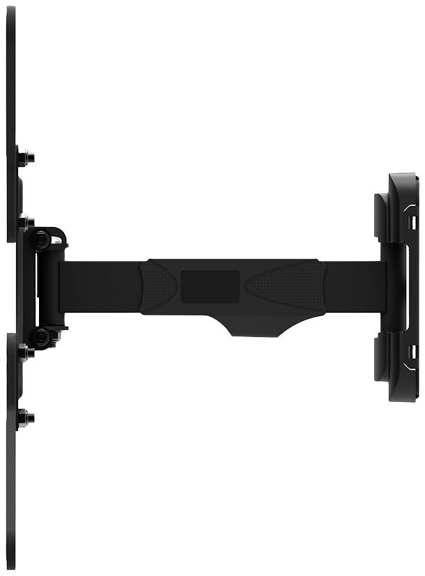 Ein an der Wand montierter, schwenkbarer TV-Halterung zeigt seitliche Ansicht mit Gelenkarm für flexible Bildschirmpositionierung.