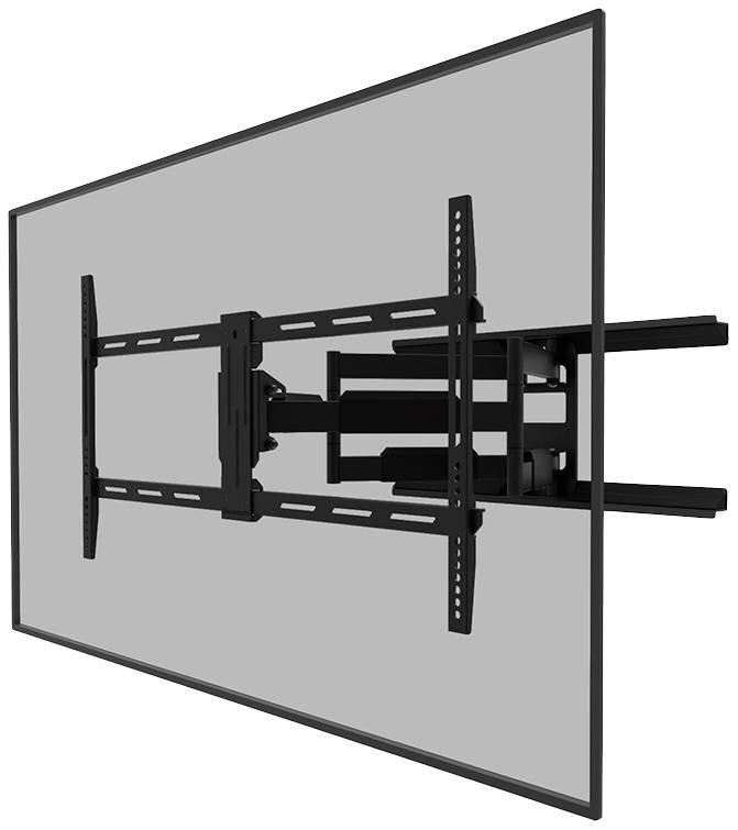 Ein Wandhalterungssystem für Flachbildfernseher, das sowohl schwenkbar als auch neigbar ist, für flexible Positionierung.