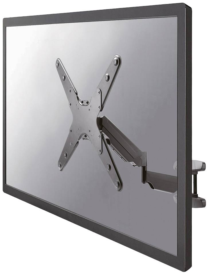 Ansicht einer schwenkbaren TV-Wandhalterung, an der ein Flachbildfernseher montiert ist. Die Halterung erlaubt flexible Positionierung.