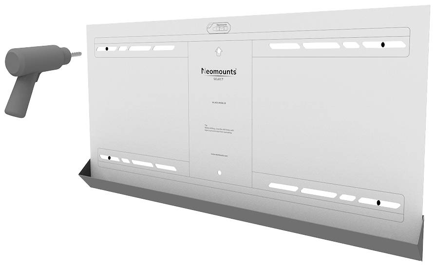 Wandhalterung aus Metall für Fernseher, mit Bohrmaschine zur Montage.