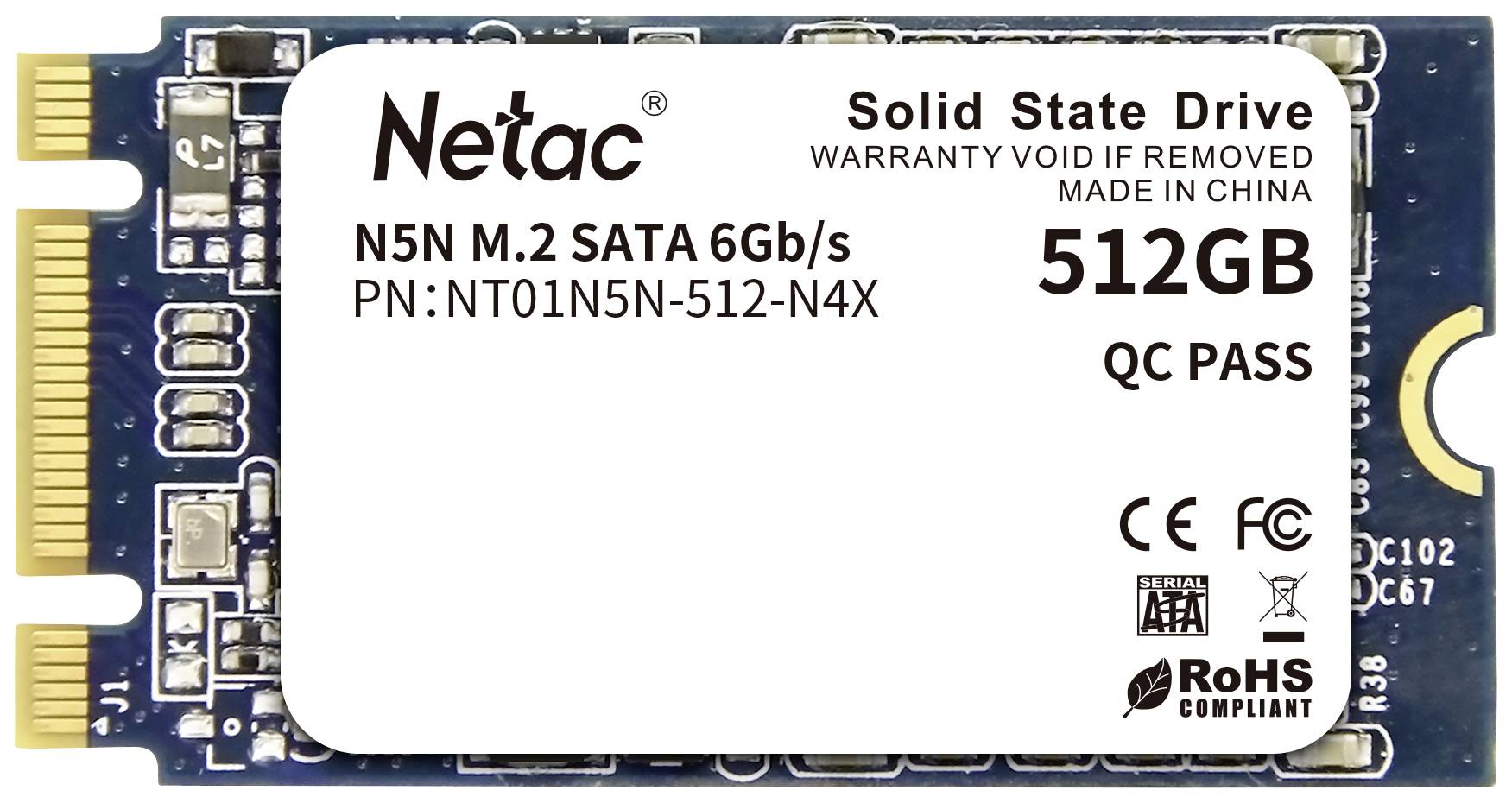 Netac Technology N5N 512GB Interne M.2 SATA SSD 2242 SATA 6 Gb/s Retail NT01N5N-512-N4X