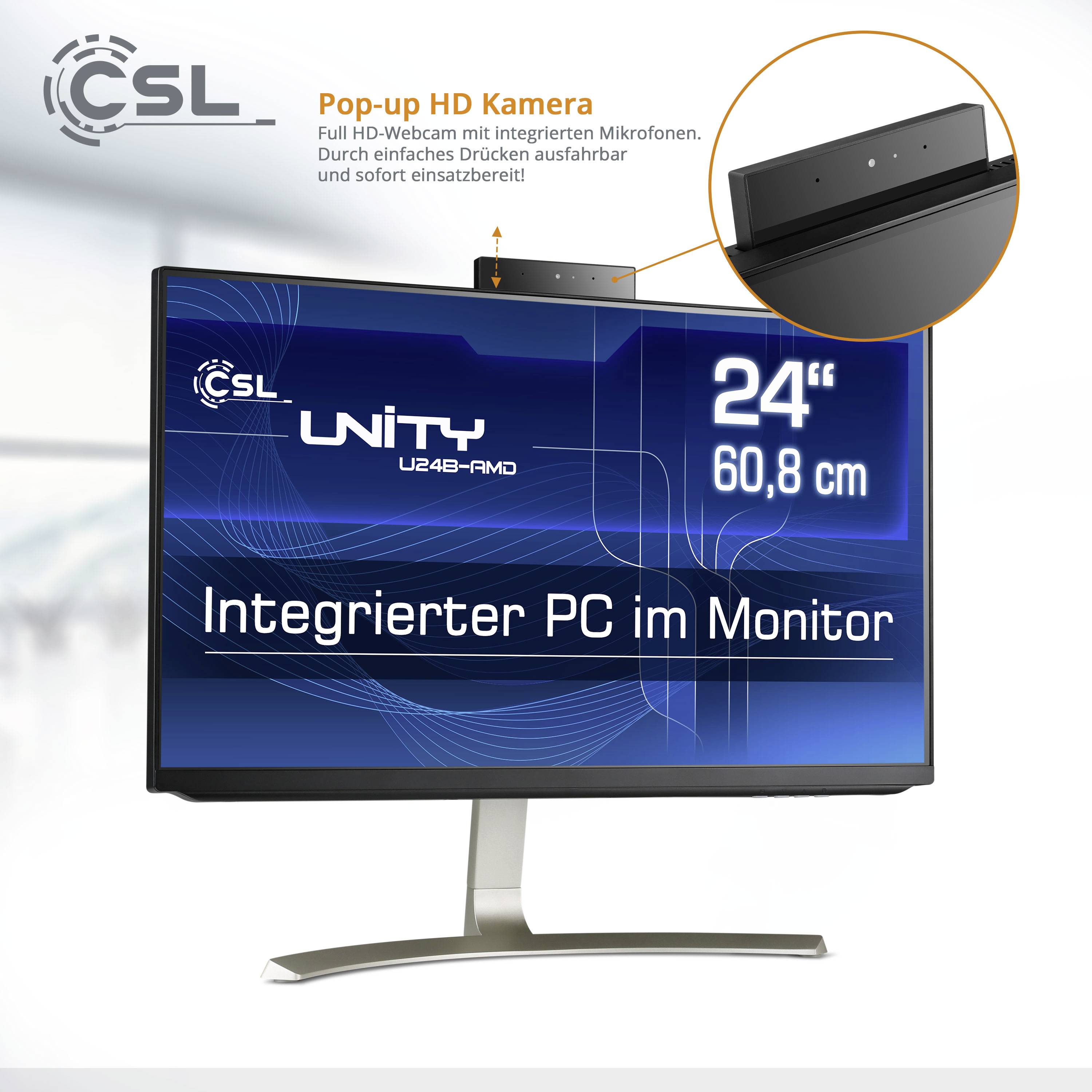 CSL Computer All-in-One PC Unity U24B-AMD 60.5 cm (23.8 Zoll) Full HD AMD Ryzen 5 5600G 4.4 GHz 16 GB RAM 1 TB SSD AMD Radeon™ Graphics Win 11