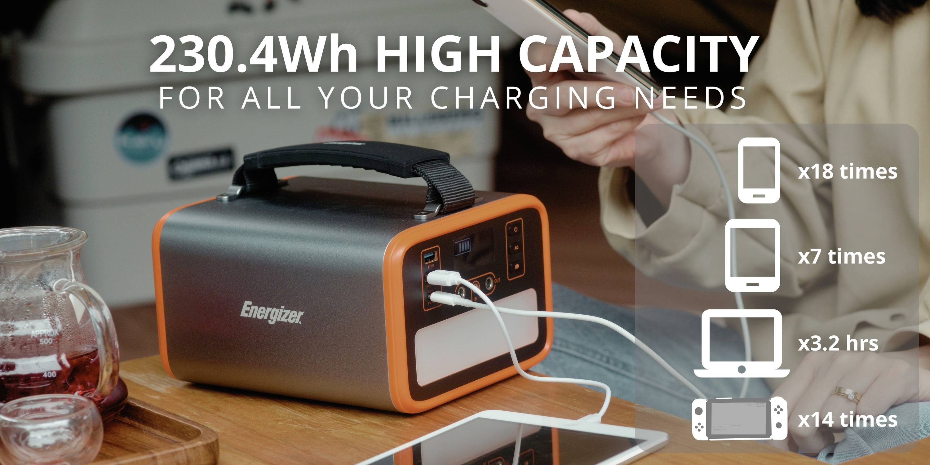 Energizer PPS240W2 Powerstation 72Ah LiFePO 4 Schwarz/Orange