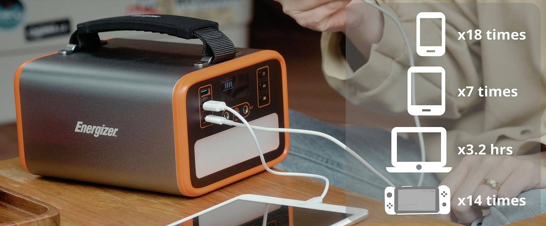 Energizer PPS240W2 Powerstation 72Ah LiFePO 4 Schwarz/Orange