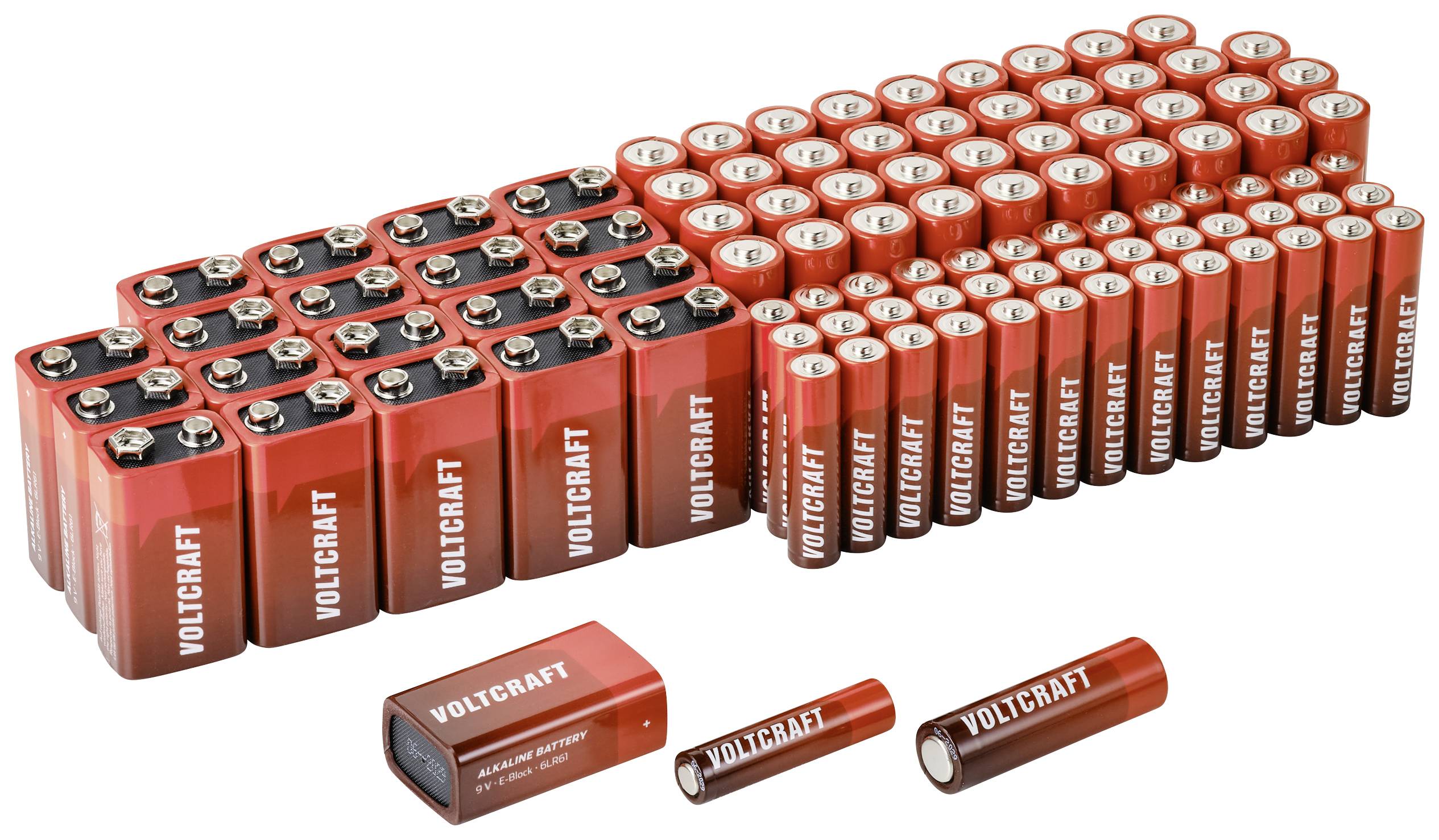 VOLTCRAFT Batterie-Set Mignon, Micro, 9 V Block 100 St.