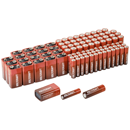 VOLTCRAFT Batterie-Set Mignon, Micro, 9V Block 100St.
