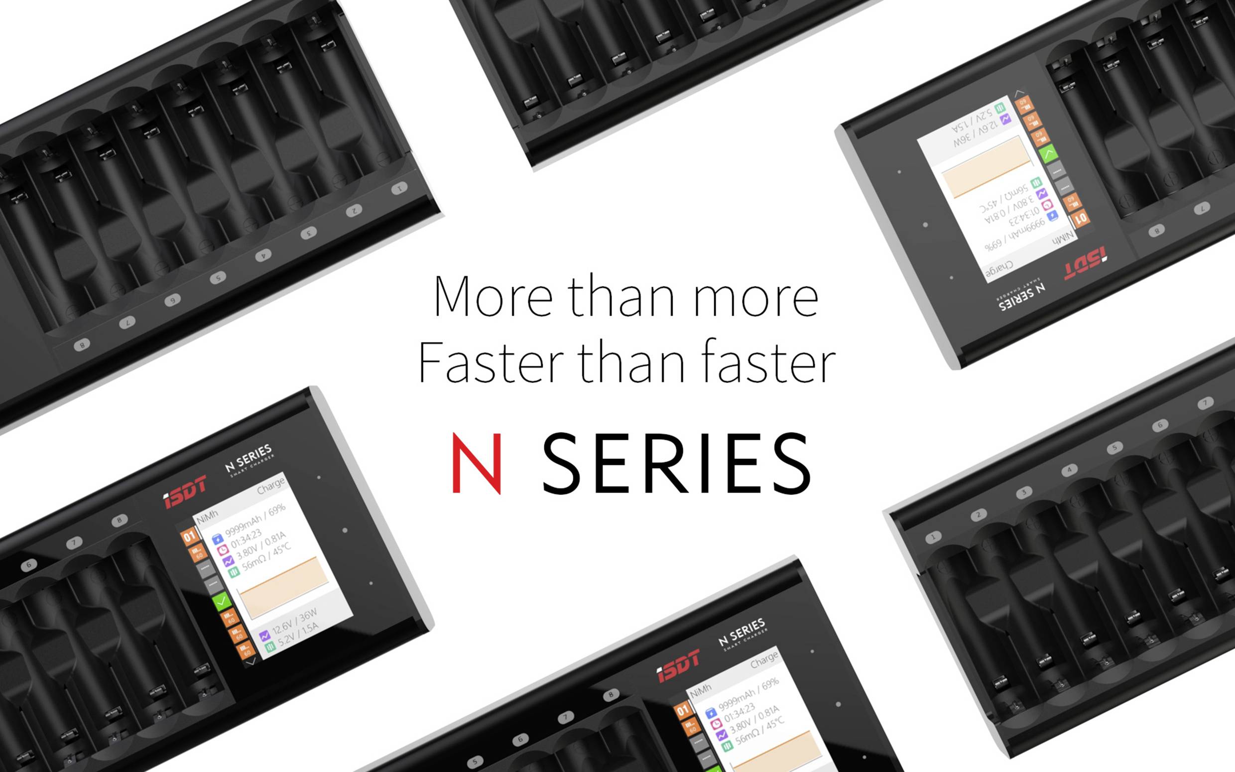 ISDT N8 Rundzellen-Ladegerät NiMH, NiCd, NiZn, LiIon, LiHV, LiFePO Mignon (AA), Micro (AAA), 14500