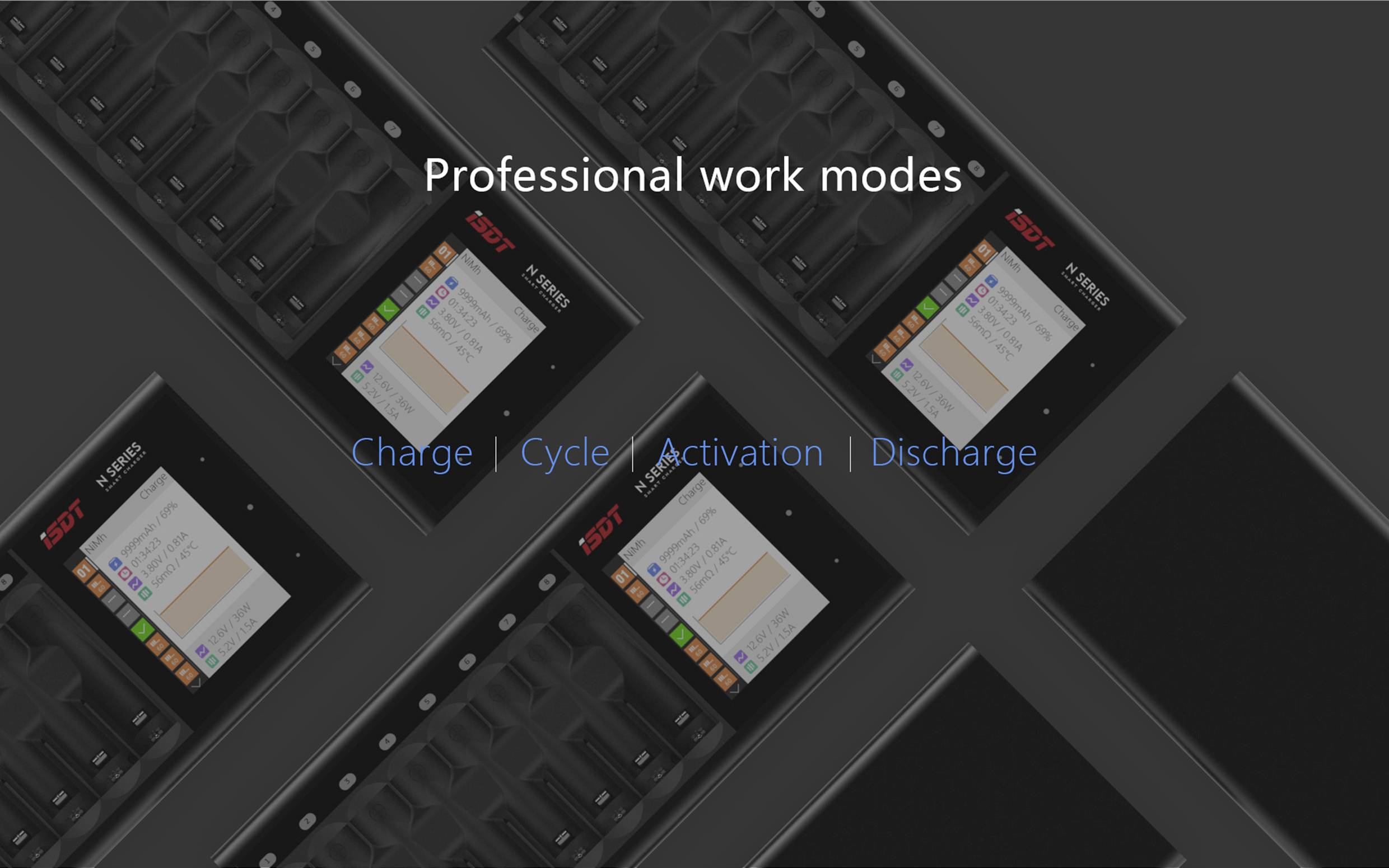 ISDT N8 Rundzellen-Ladegerät NiMH, NiCd, NiZn, LiIon, LiHV, LiFePO Mignon (AA), Micro (AAA), 14500, 10440