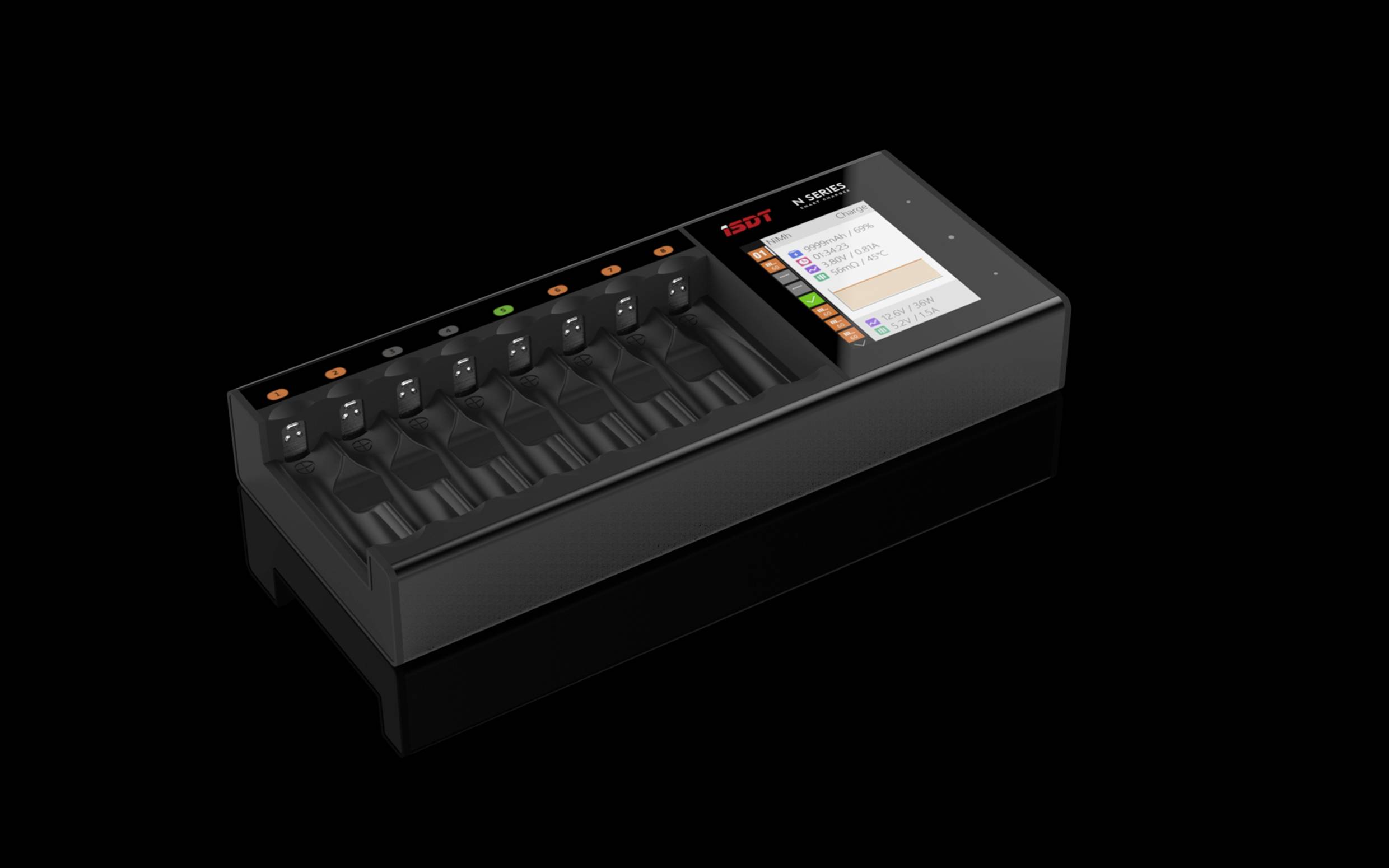 ISDT N8 Rundzellen-Ladegerät NiMH, NiCd, NiZn, LiIon, LiHV, LiFePO Mignon (AA), Micro (AAA), 14500