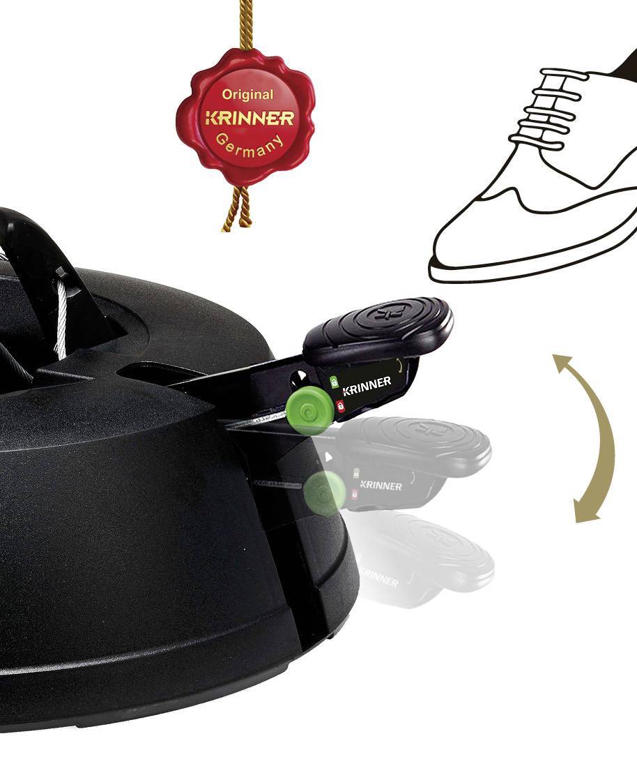 Krinner 94229 KRINNER Green Line Comfort Grip M Weihnachtsbaumständer Baumhöhe (max.) 2.5 m Einseiltechnik mit Fußhebel Wasserstandsanzeige