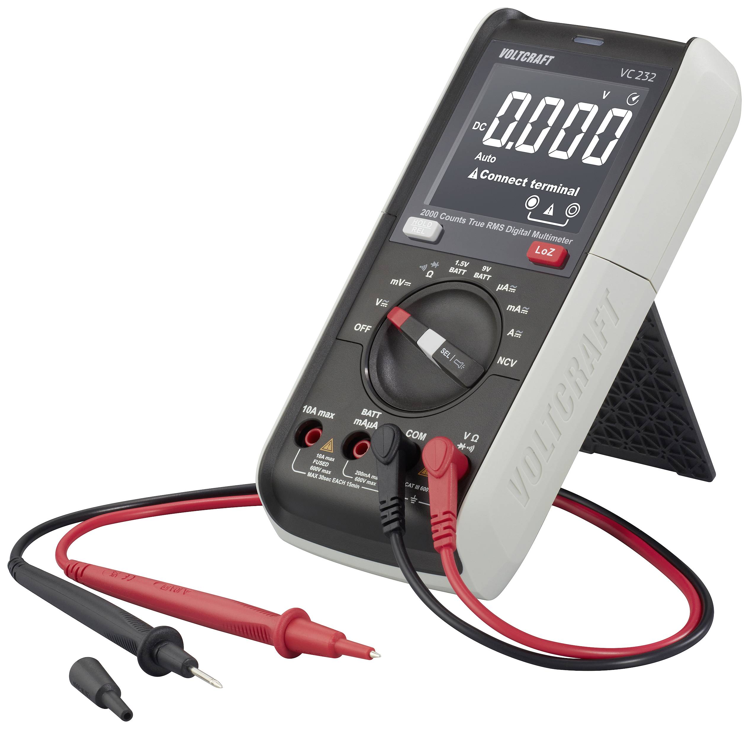 Digitales Multimeter mit Display, zeigt 