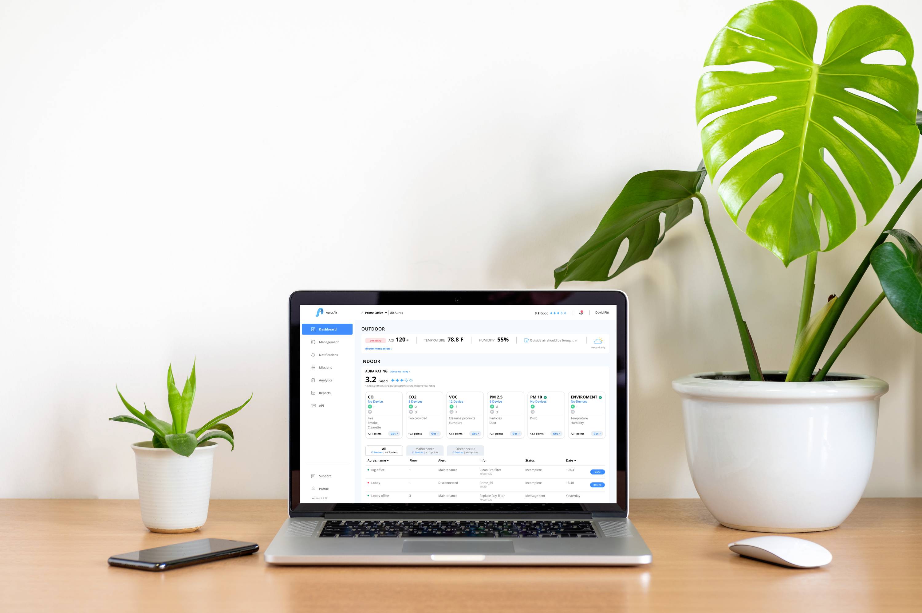 Aura Air AUA-10001 AUA-10001 Luftreiniger 55m² Weiß, Grau